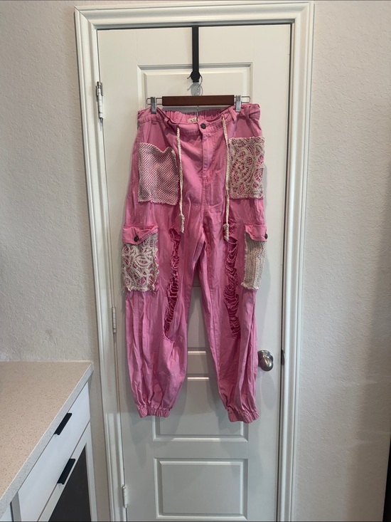 POL Pants - POL Crochet Lace Patchwork Distressed Drawstring Jogger Pants